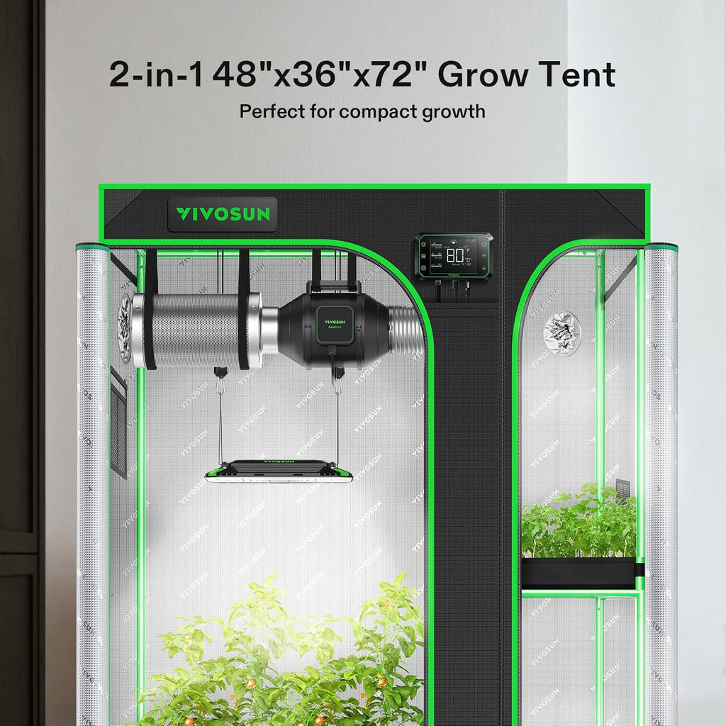 2-in-1 4x3 Grow Tent 48"x36"x72" Mylar Clone Chamber Tents | Multi-Chamber Clone Design, 100% Reflective Mylar