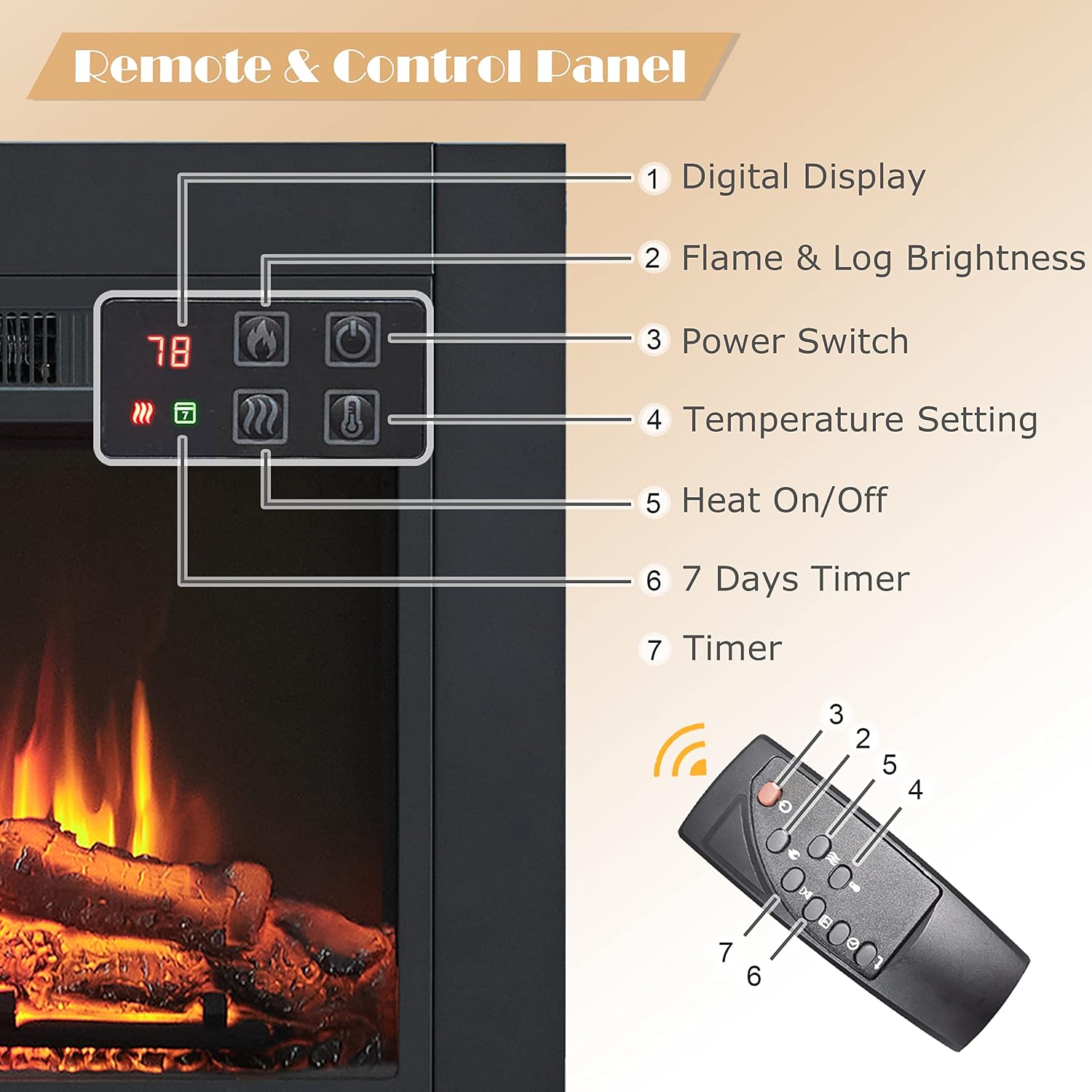 Adam Electric Fireplace Insert with Front Trim Kit, 23" W x 17" H (EF447) with Front Trim Kit, 1500W Heater, Remote