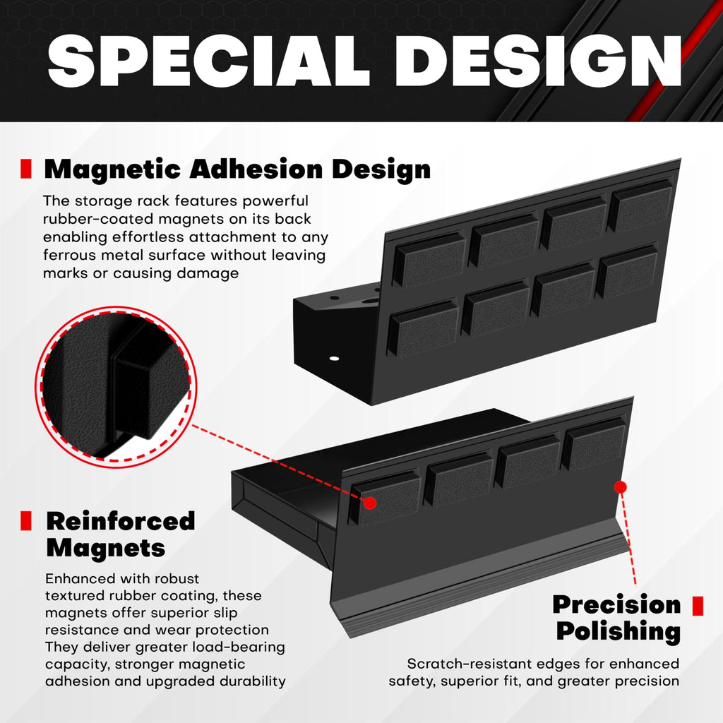 4-Piece Magnetic Toolbox Shelf, Tray and Holder Set, Magnetic Toolbox Tray Set, Tool Box for Cabinet Side Shelf