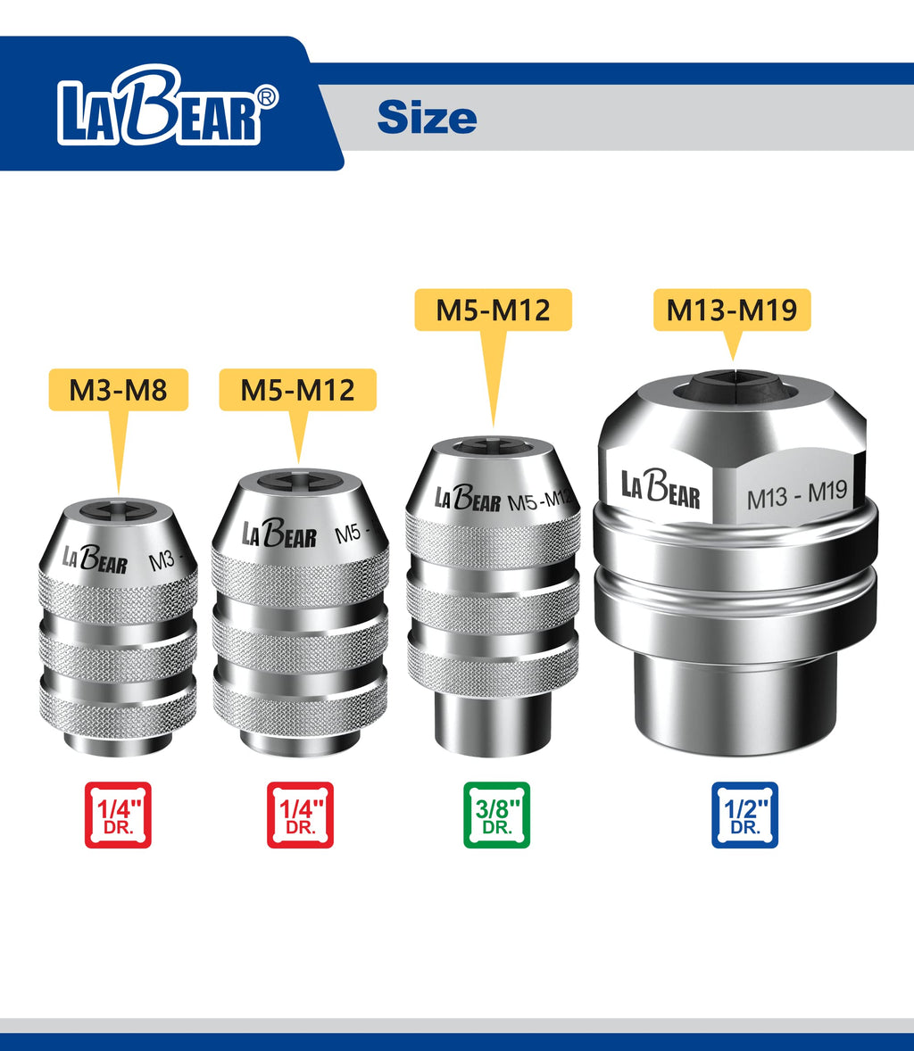 1/2-Inch Drive Adjustable Tap Chuck Adapter Socket, M13-M19