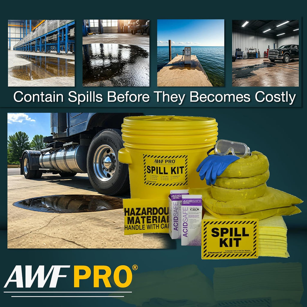 AWF PRO 20 Gallon Battery Acid Spill Kit, 59 Pieces