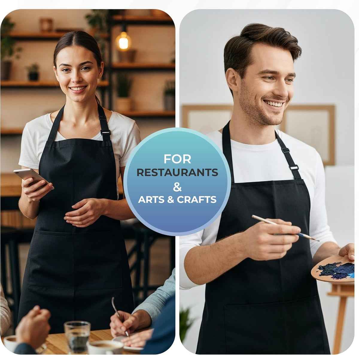 Bib Aprons 4 Pack Adjustable With 2 Pockets