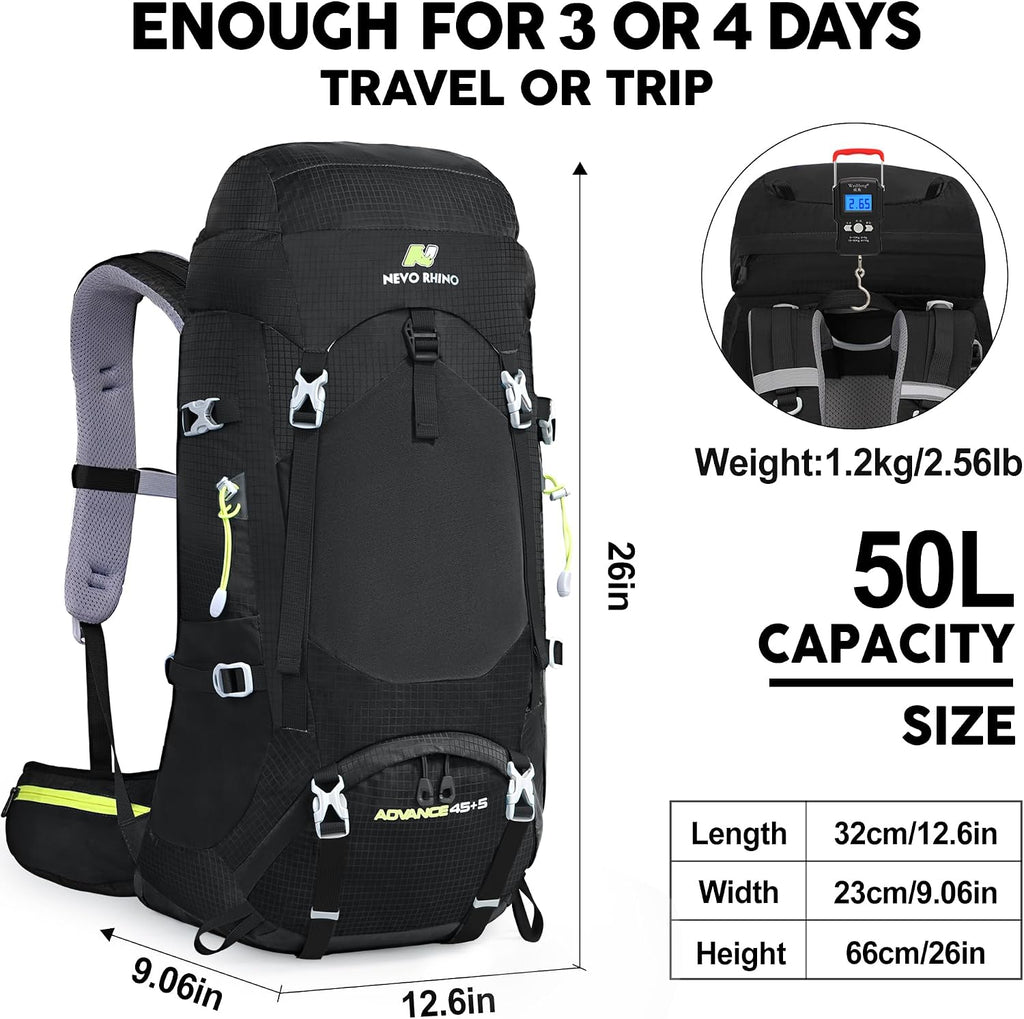 Internal Frame Hiking Backpack 50/60/65/70/80L, Mountain Climbing Camping Backpack Daypack Waterproof Rain Cover