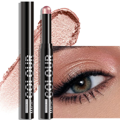 Glitter Eyeshadow Stick - Rose Shimmer Long Lasting Cream Eye Shadow Pencil Buildable Sparkling Face Highlighter