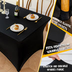 Table Cloth Black 4FT Spandex Stretch Covers for Rectangle Tablecloth
