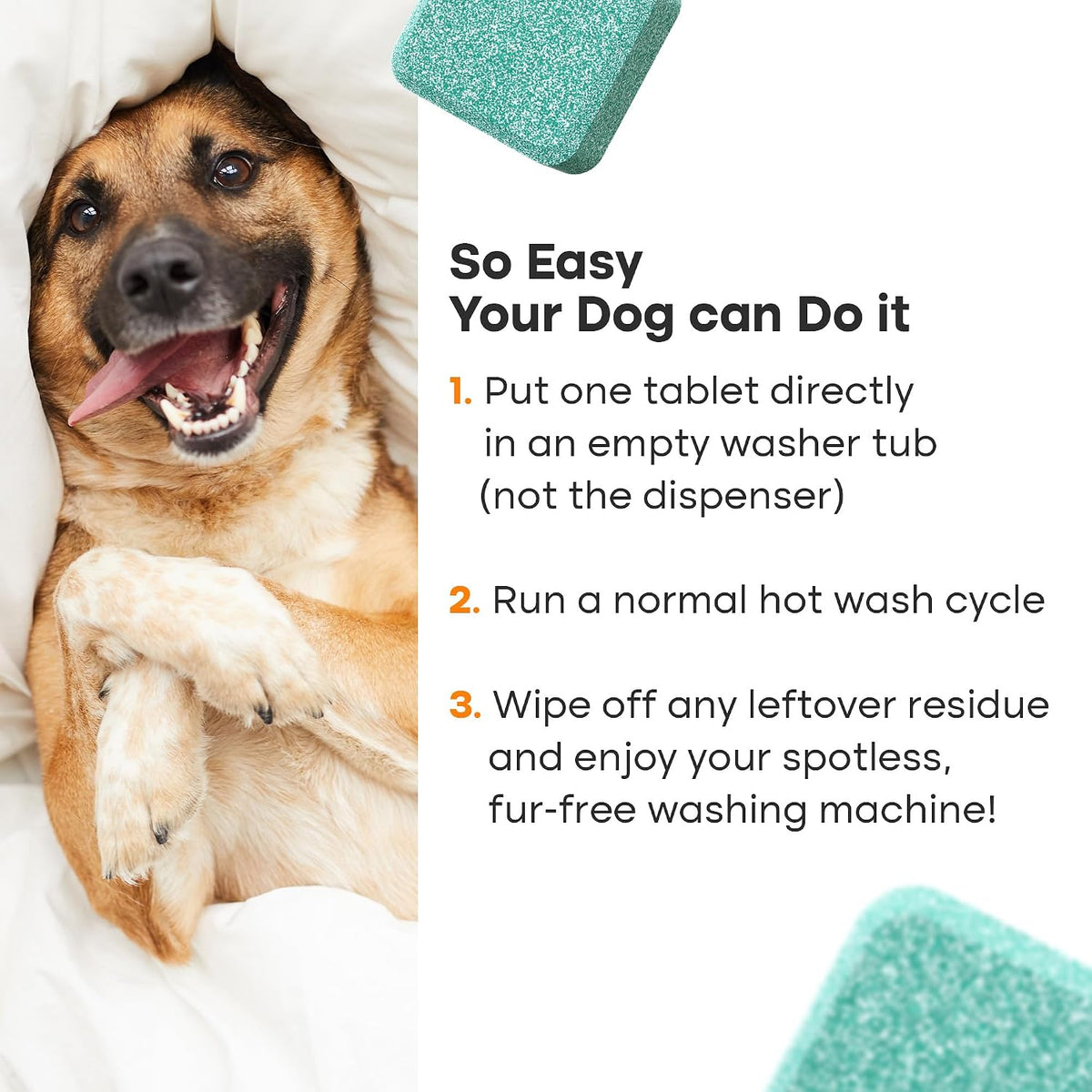 Washing Machine Cleaner Tablets Pro for Pet Owners, 24 Pack