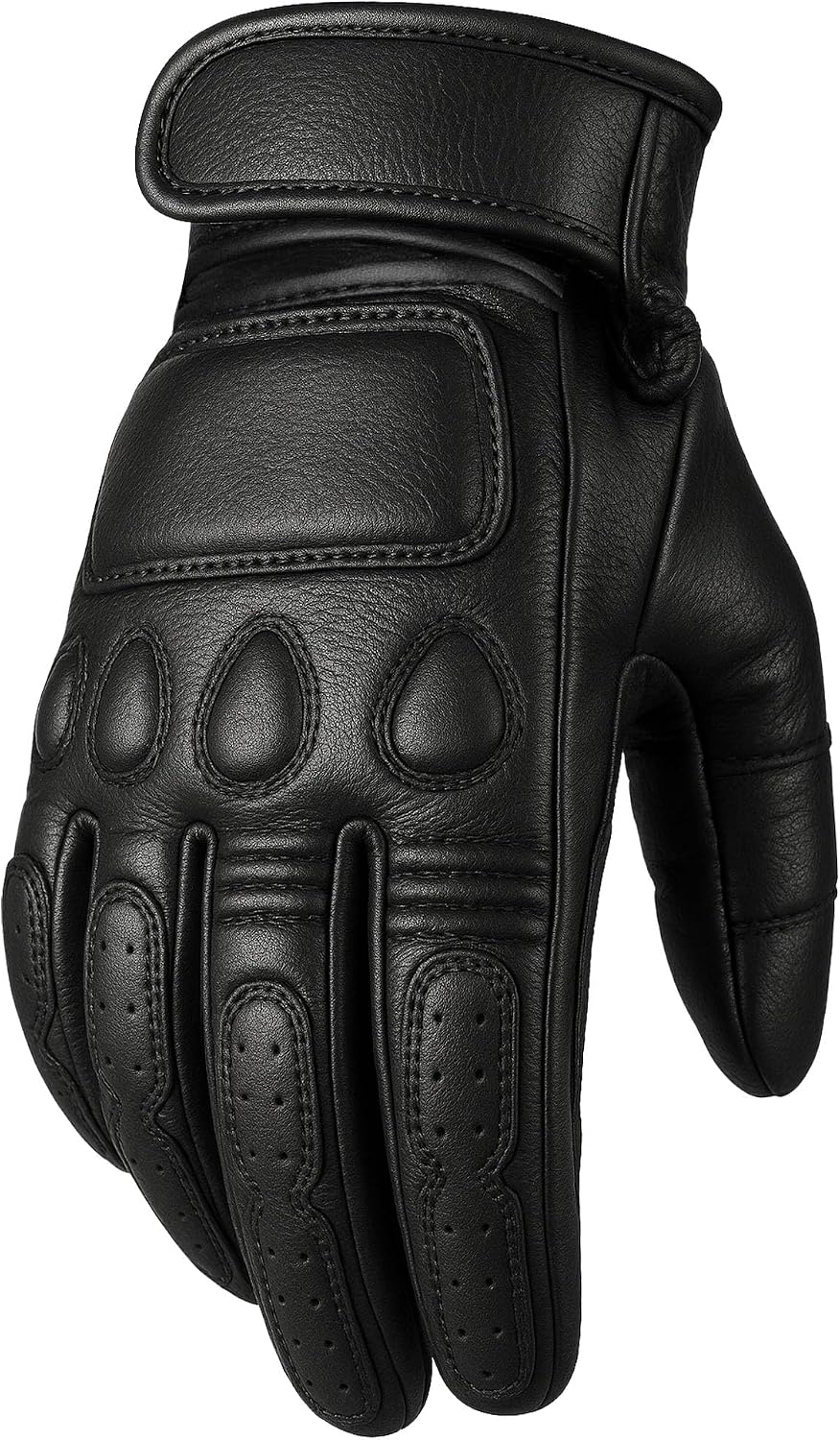 Motorcycle Gloves - Goatskin Leather, Touchscreen, Classic Vintage Design for Men Women, Anti-Slip Protective