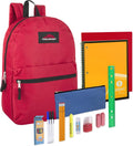 Backpack with School Supplies for Kids - 20 Piece Back to School Supplies with 17" Backpack (Red Pack)