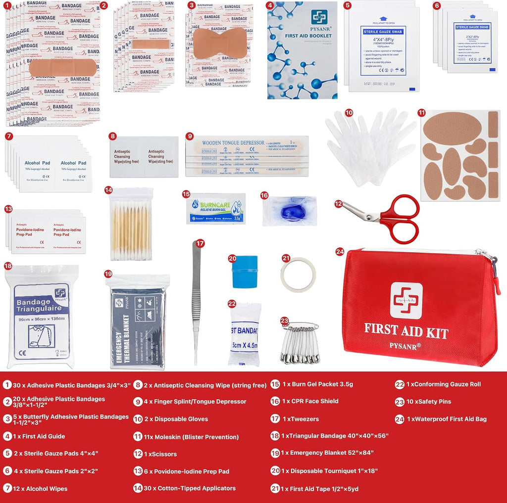 Small First Aid Kit, 150 Piece with Foil Blanket & Scissors, Mini First Aid Bag for Emergency, Home, Camping, Travel