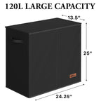 Double Laundry Hamper with Lid & Removable Bags, Black