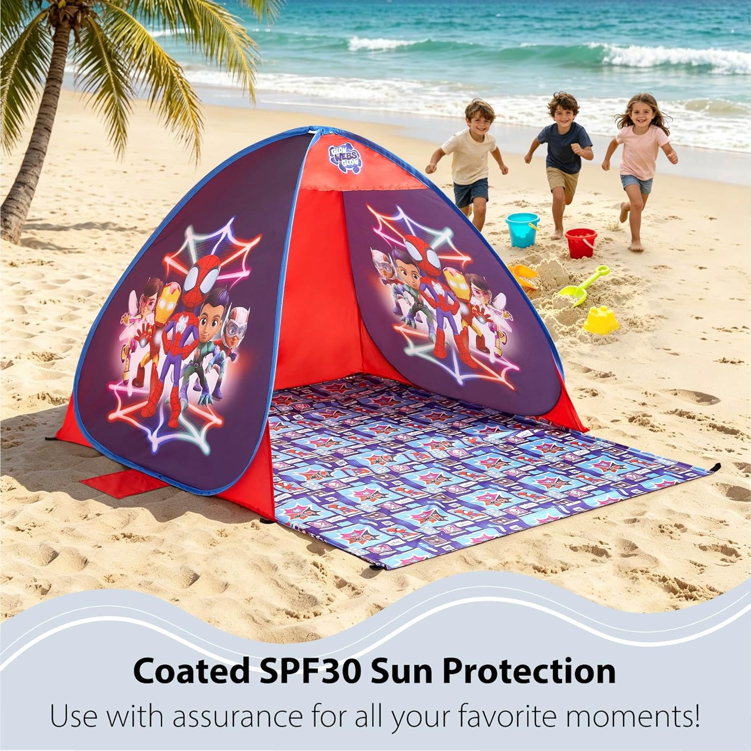 Marvel Spidey and His Amazing Friends Pop Up Tent for Kids, Outdoor Portable Play Tent with UV Sun Shade, Easy Setup