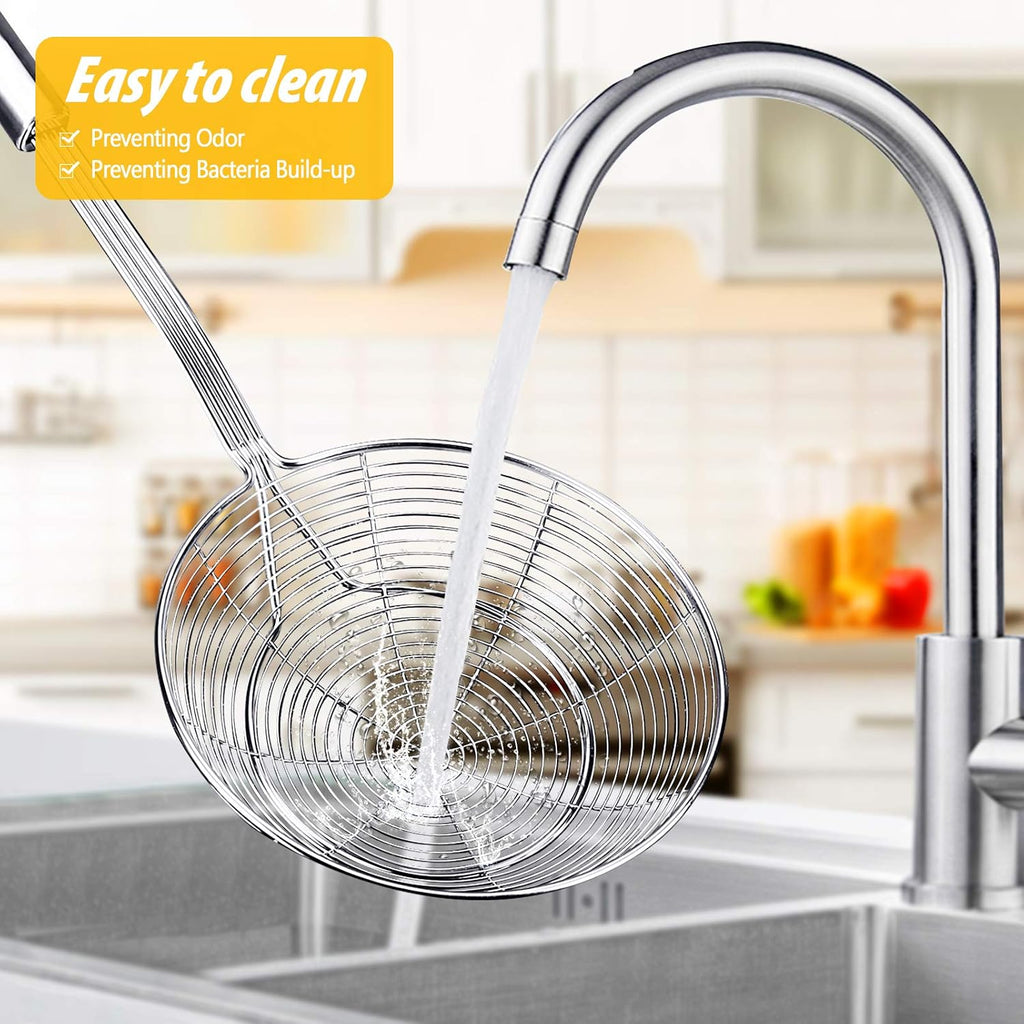 Large Stainless Steel Spider Strainer Long Handle, 2 Pack