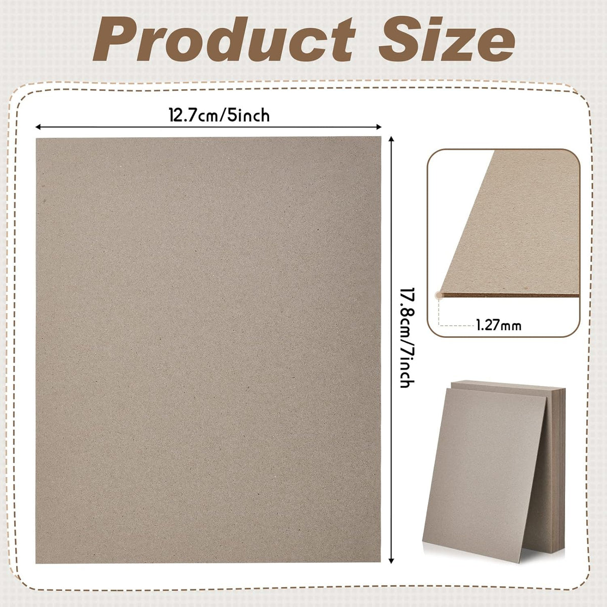 20pcs Bookboard, Chipboard for Book Binding, 7 x 5''50pt, Gray
