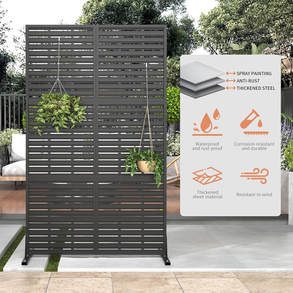 Metal Privacy Screen Outdoor Privacy Fence for Patio Balcony Deck Garden