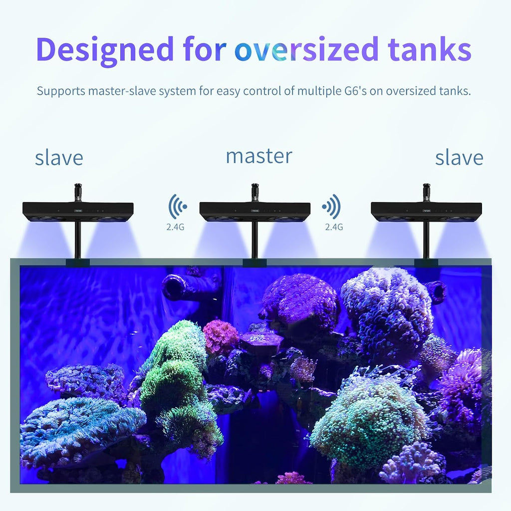 Aquarium Light- 140W Reef Light Wide Coverage Sunrise Sunset Moonlight Saltwater Lights for Coral with Master Slave