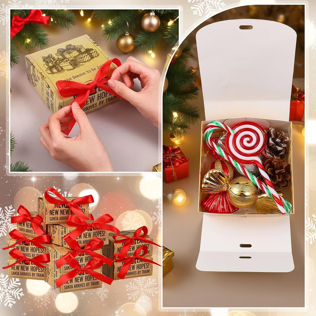 24 Pcs Vintage Small Christmas Gift Boxes with Lids 4.5x4.5x2