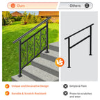 Adjustable Unique Design Handrails for Outdoor Steps, Black