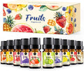 Fruity Fragrance Oil for Candle & Soap Making, 10 Fruit Scents in 5ML Bottles, Coconut, Strawberry, Watermelon