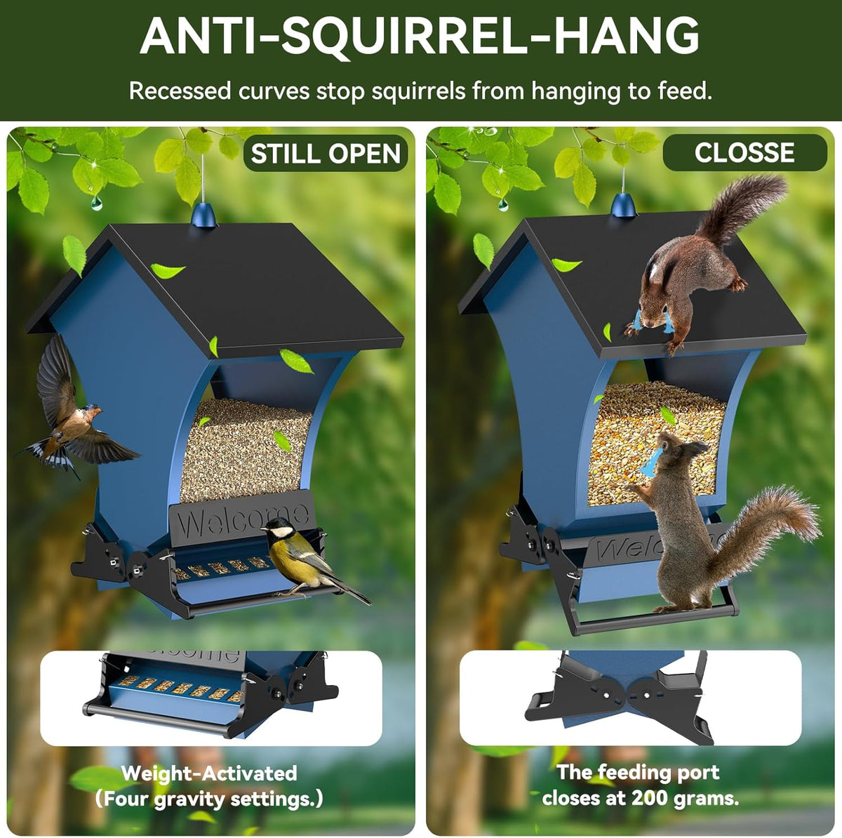 Squirrel Proof Bird Feeders for Outdoors, 5LB Metal Hanging Feeders, Large Wild Feeders for Cardinals, Chickadees