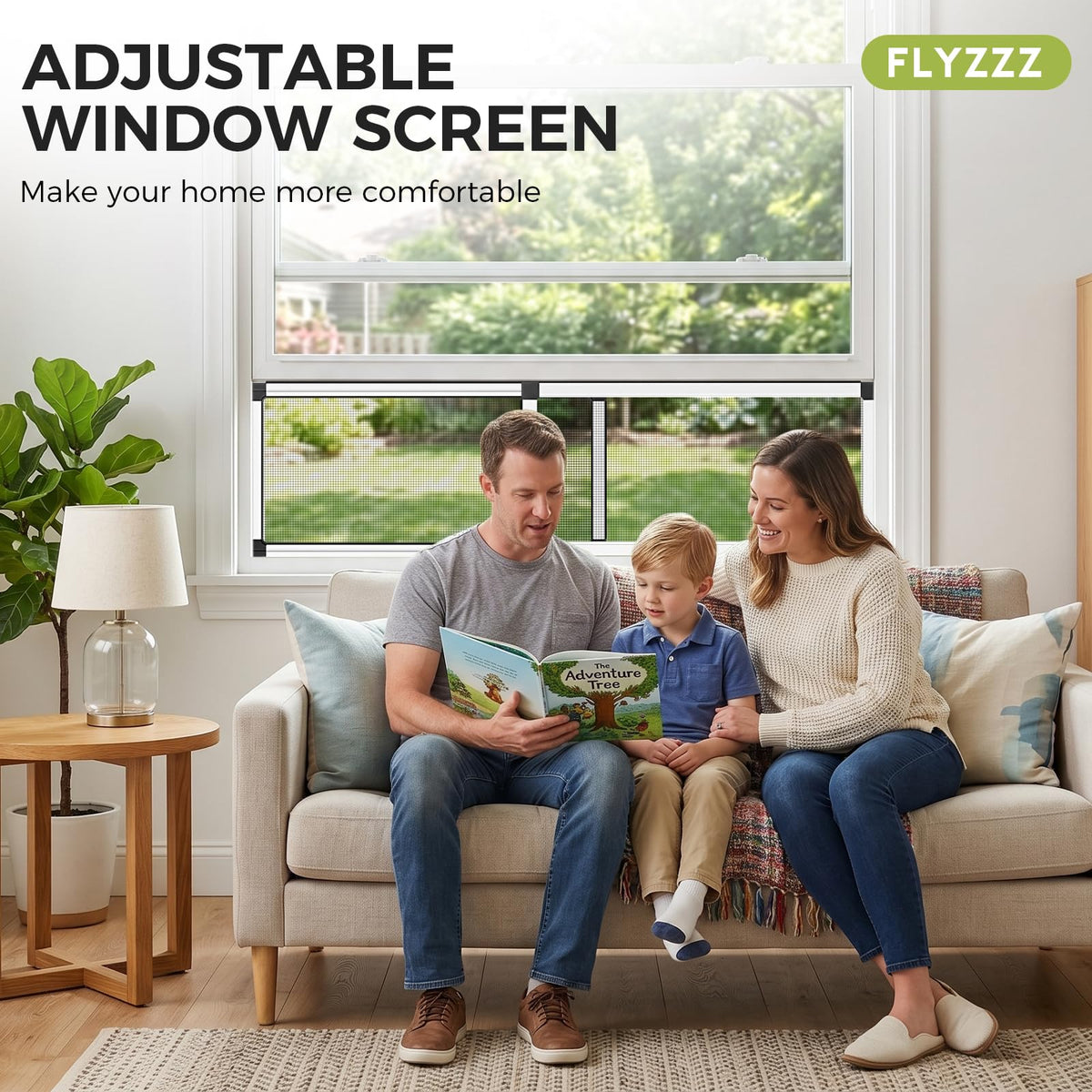 Adjustable Window Screen for Windows, 2-Way Use for Horizontal & Vertical Windows, Expandable Window Screen with