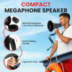 40W Megaphone Bullhorn with 1400-Yard Range, Built-in Siren & Adjustable Volume, Ergonomic Pistol Grip, Detachable