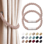 2 Pack Strong Magnetic Curtain Tiebacks Modern Simple Style Drape Tie Backs Convenient Decorative Weave Rope Curtain