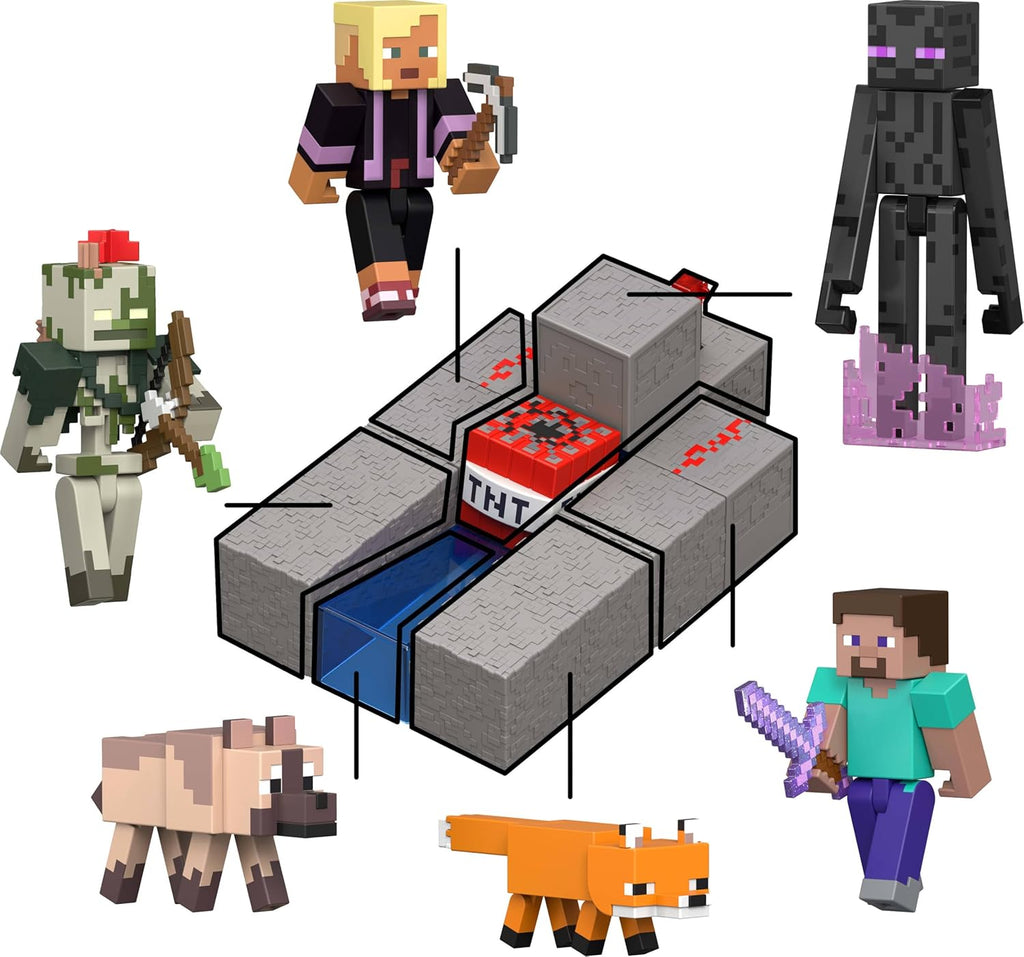Minecraft Toys, Enderman Action Figure with Accessory & Redstone Building Piece, 3.25-inch Scale Collectible Set