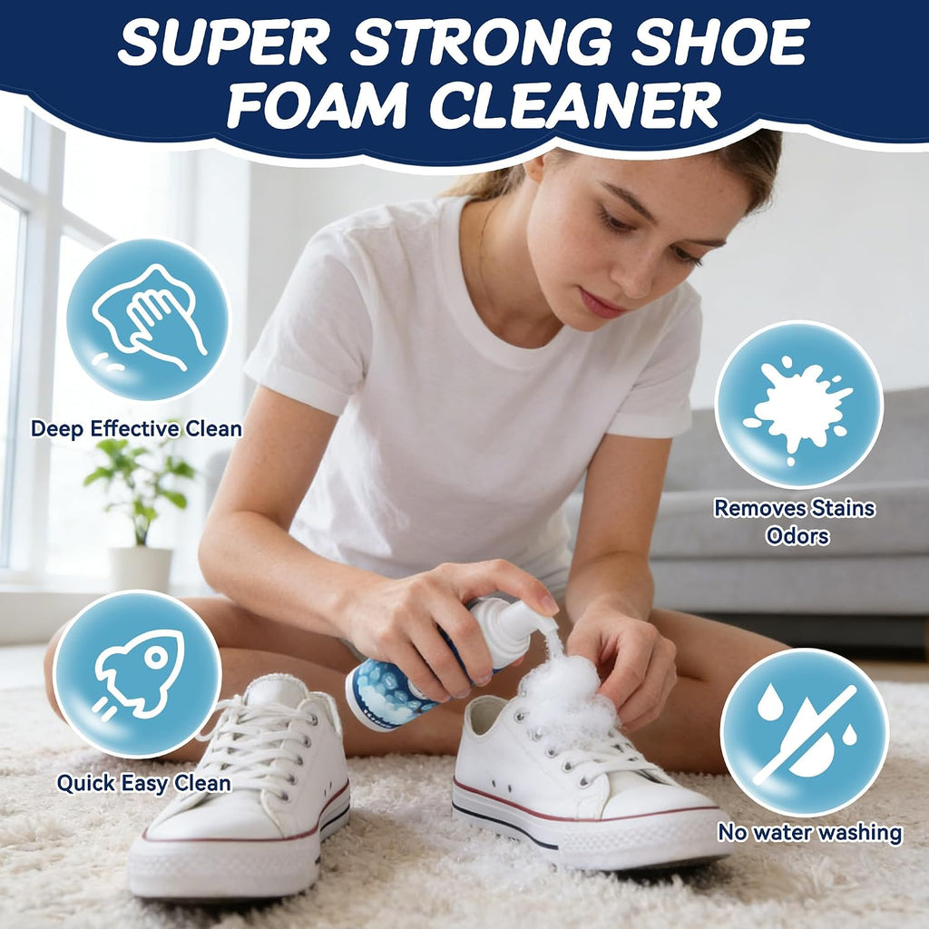 Shoe Cleaner, Sneaker Cleaner Foam for White Shoes & Sneakers, Deep Cleaning Shoe Cleaning Kit Removes Dirt & Stains