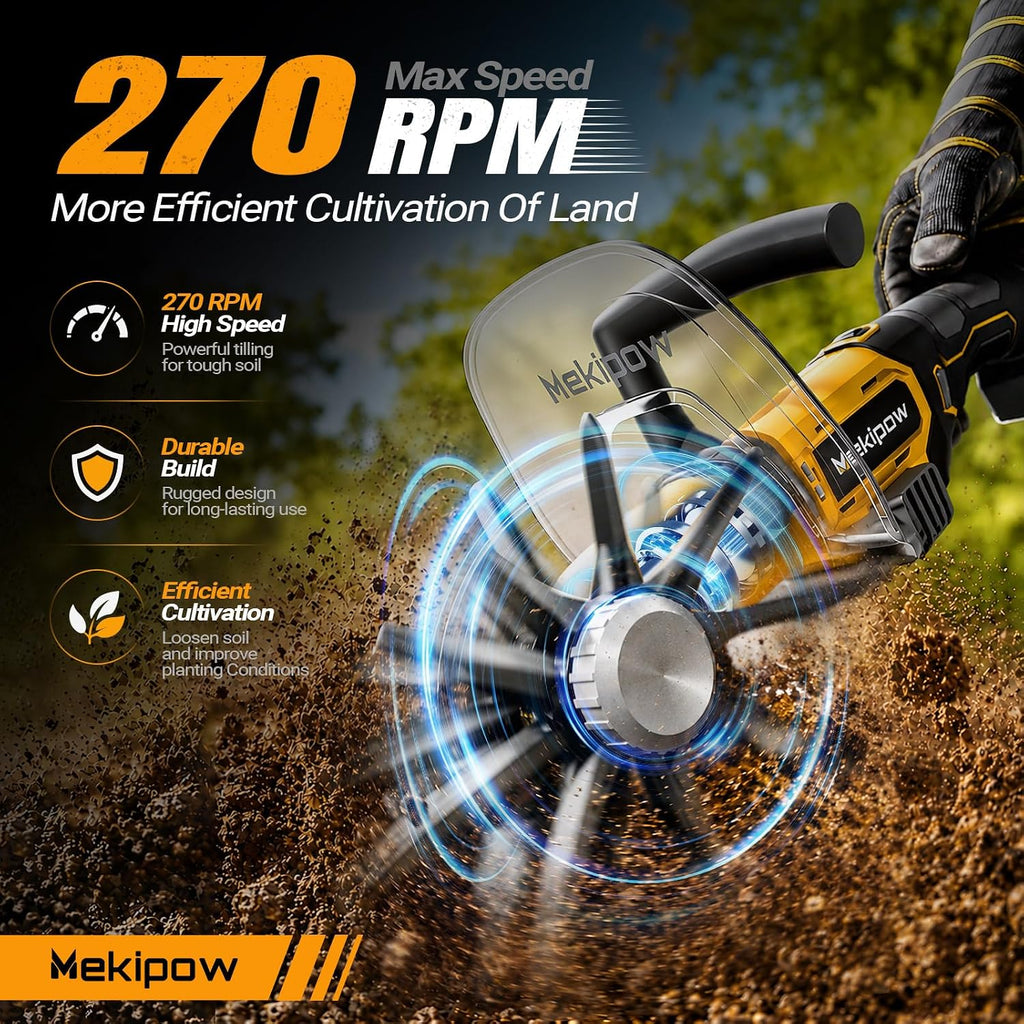 Mini Handheld Tiller Cultivator Compatible with Dewalt 20V Battery | Electric Cordless Garden Rototiller for