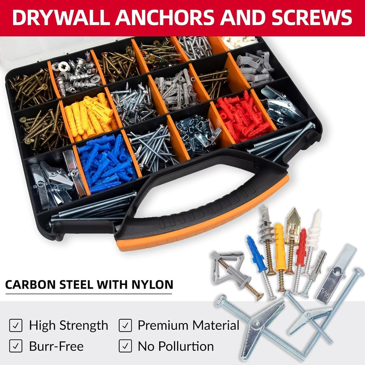 878-Piece Value Combo Set Plastic Drywall Anchor kit with Screws and Wing Nut Kit for Hanging Heavy Items on Drywall