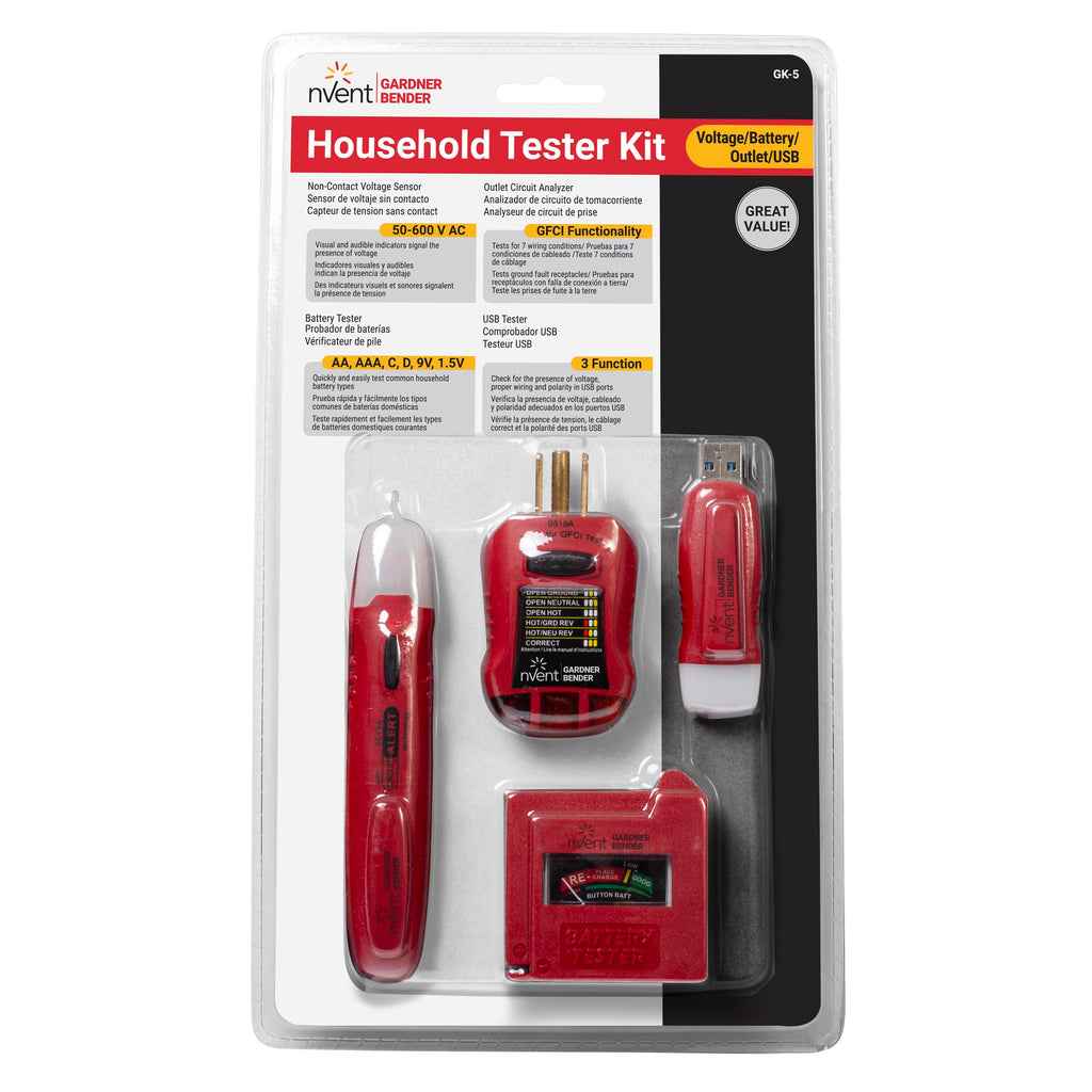 nVent GARDNER BENDER GK-5 Household Electrical Tester Kit, (4 Pieces)