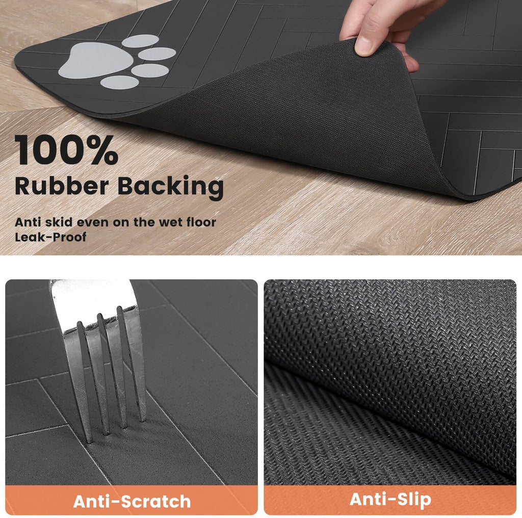 Pet Feeding Mat-Absorbent Pet Placemat for Food and Water Bowl, with Waterproof Rubber Backing, Quick Dry Water