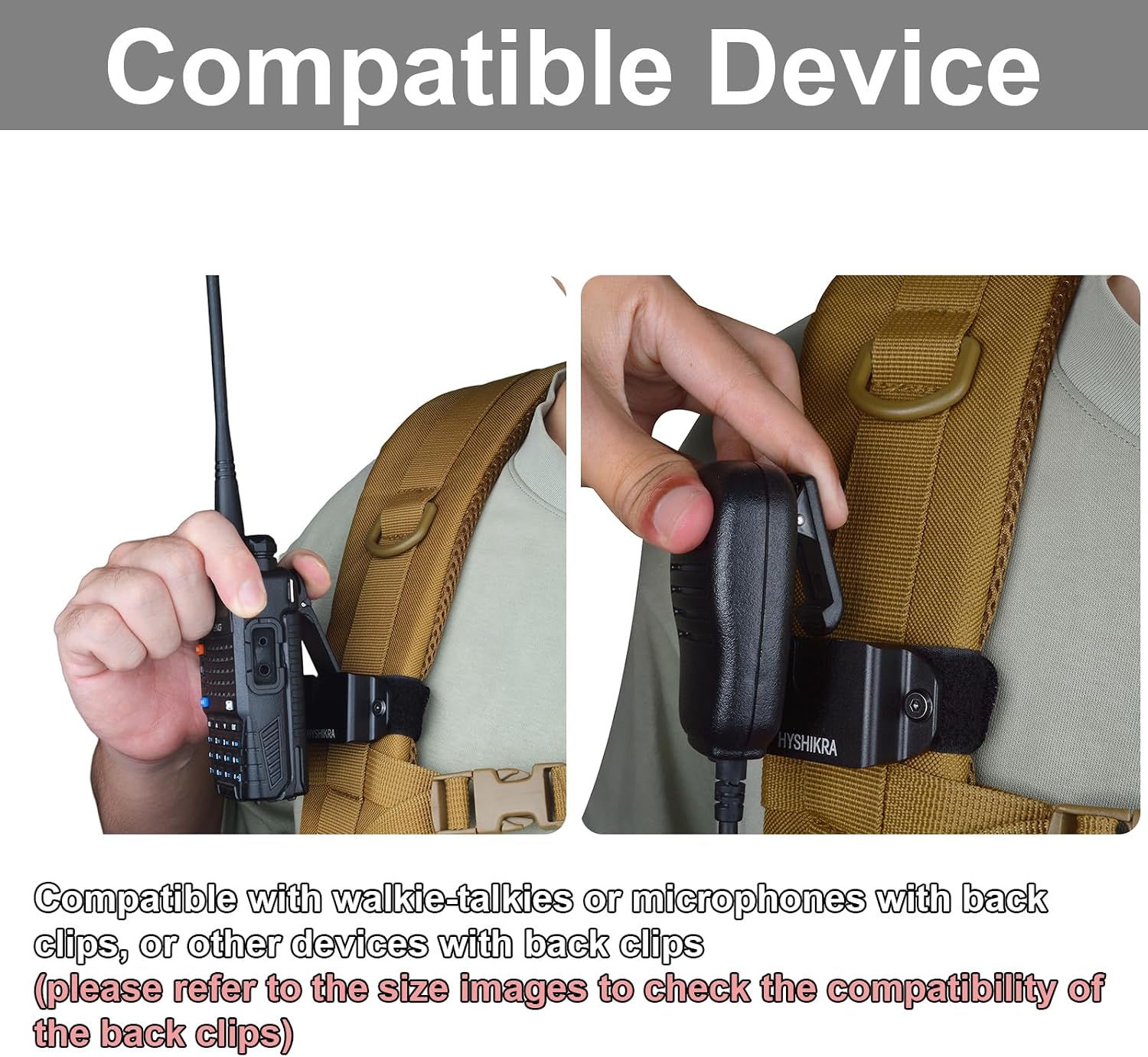 Universal Two-Way Radio Mount for Backpacks & Shoulder Straps - Heavy-Duty Hook and Loop Design for Baofeng Kenwood