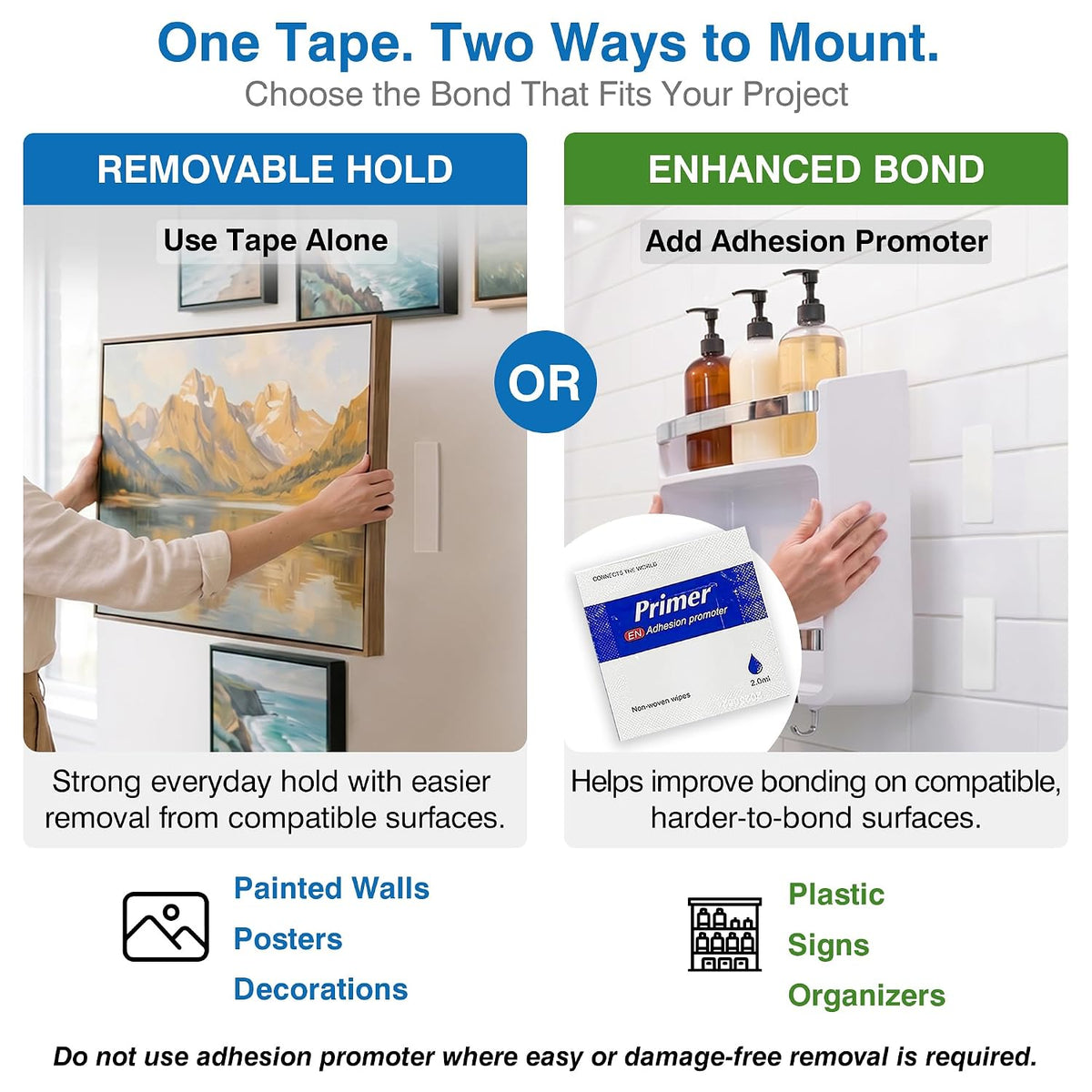 Double-Sided Removable Foam Tape, 1 in x 16.5 ft, Wall-Safe Mounting Tape