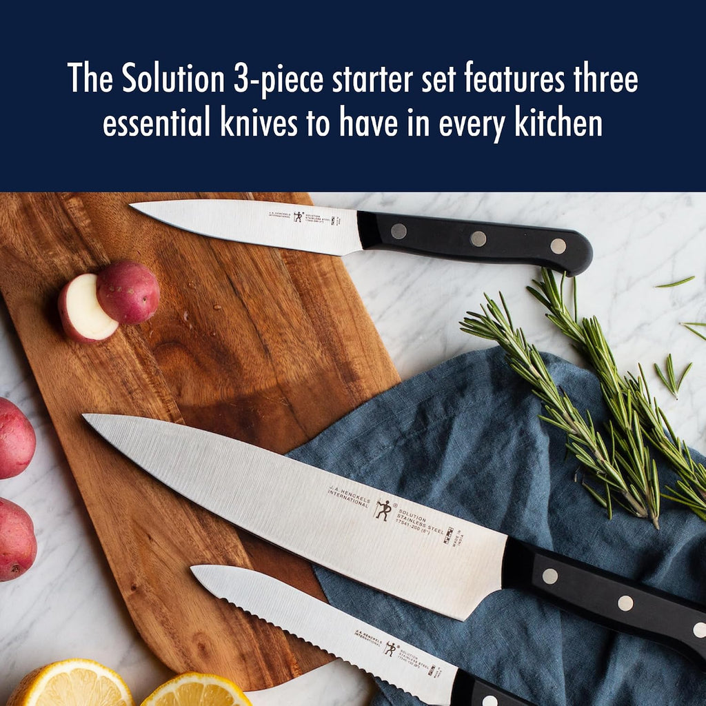 Solution 3 pc Kitchen Knife Set, Razor-Sharp, German Engineered