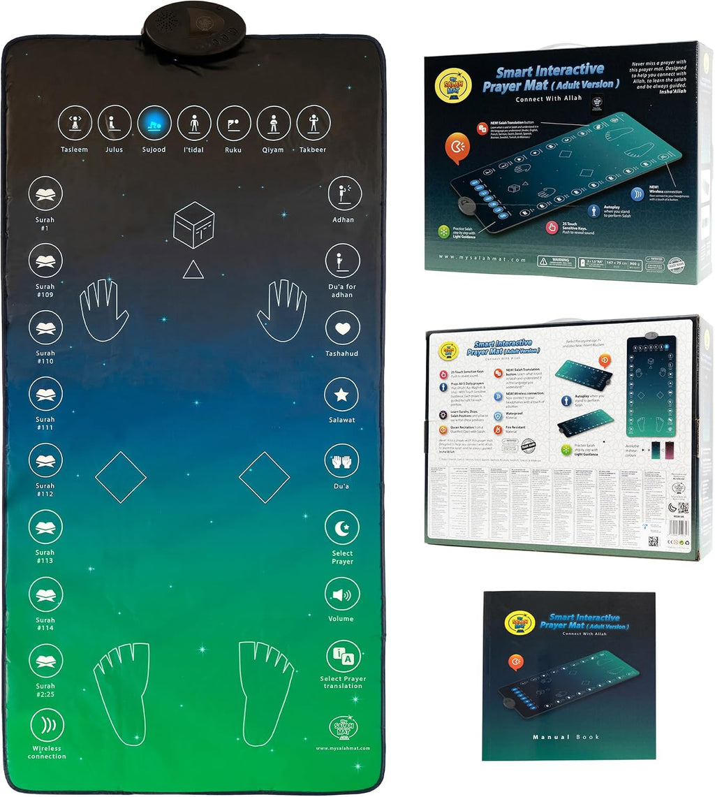 for Adults - Smart Interactive Prayer Mat for Adults & Reverts Learning Surahs, Salah, Duas, & More - Muslim Prayer