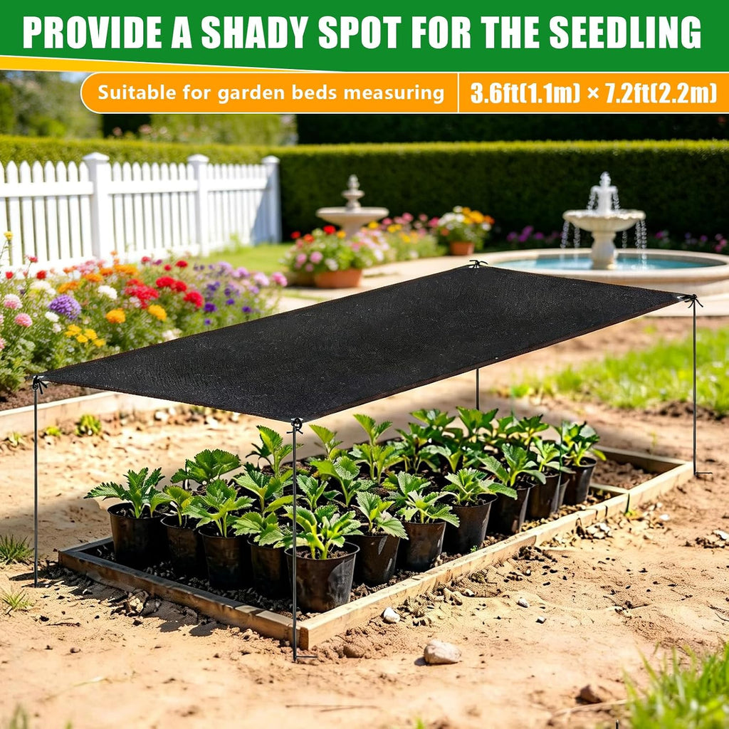 70% Garden Shade Cloth Kit 86''x 43'' Shade Cover for Raised Garden Bed Sunblock Shade Cloth with 4 Stakes, Rope, and