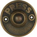 Round Doorbell Push Button, Solid Brass, Antique Brass Finish | 2 1/2 in Diameter, Decorative Push Button Doorbell