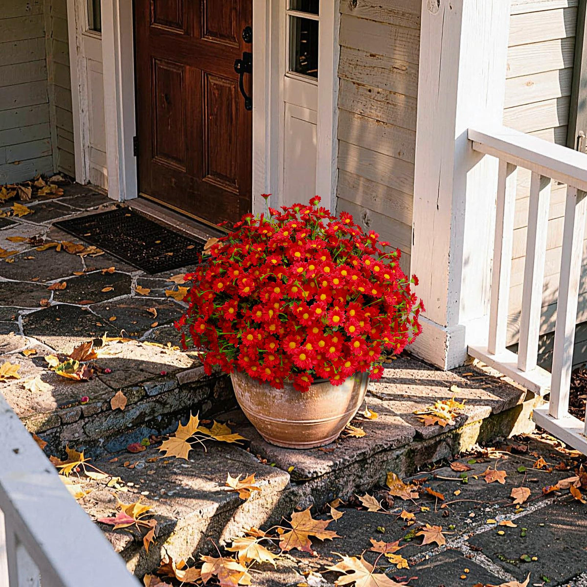 8 Bundles Artificial Christmas Flowers for Outdoors