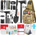 Survival Kit, 262Pcs Survival Gear and Supplies with First Aid Kit Pouch and Crossbody Bag, Emergency Kit with Tent