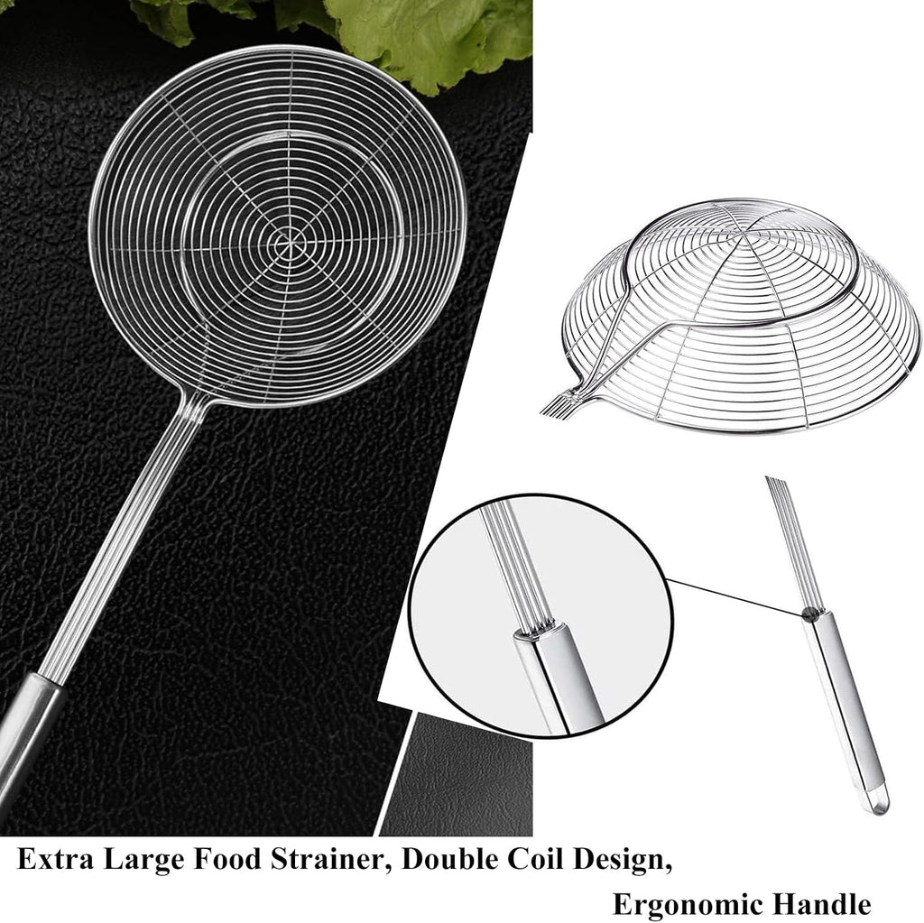 Tenta tenta kitchen Solid Stainless Steel Spider Strainer Skimmer Ladle for Cooking and Frying, Kitchen Utensils Wire