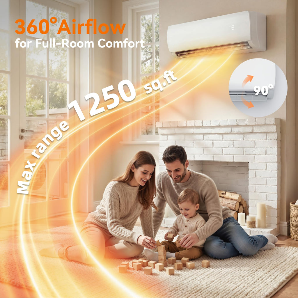 18000 BTU Mini Split AC/Heating System, 19 SEER2 230V, Heat Pump