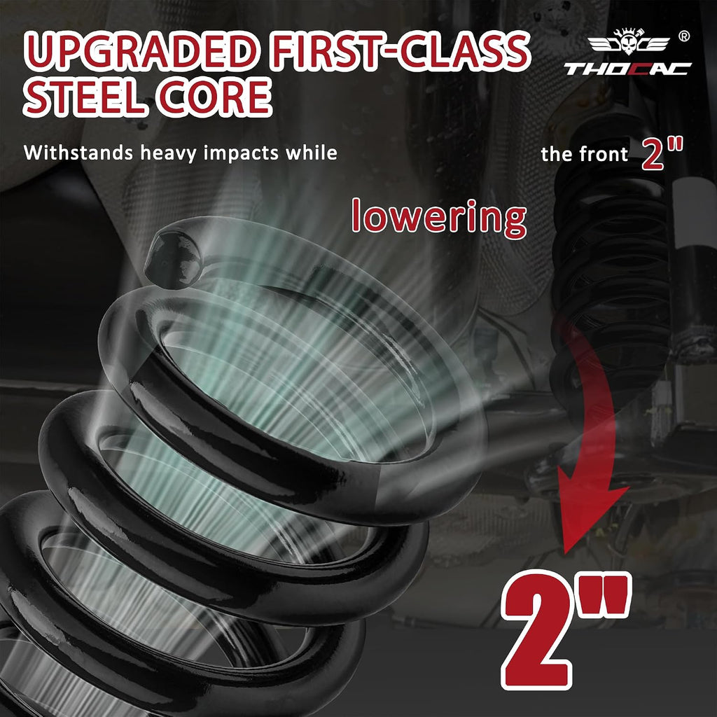 2" Front Drop Coil Spring Lowering Kit for 1999-2007 Chevy Silverado/GMC Sierra 1500 (2WD V8 Only), Black