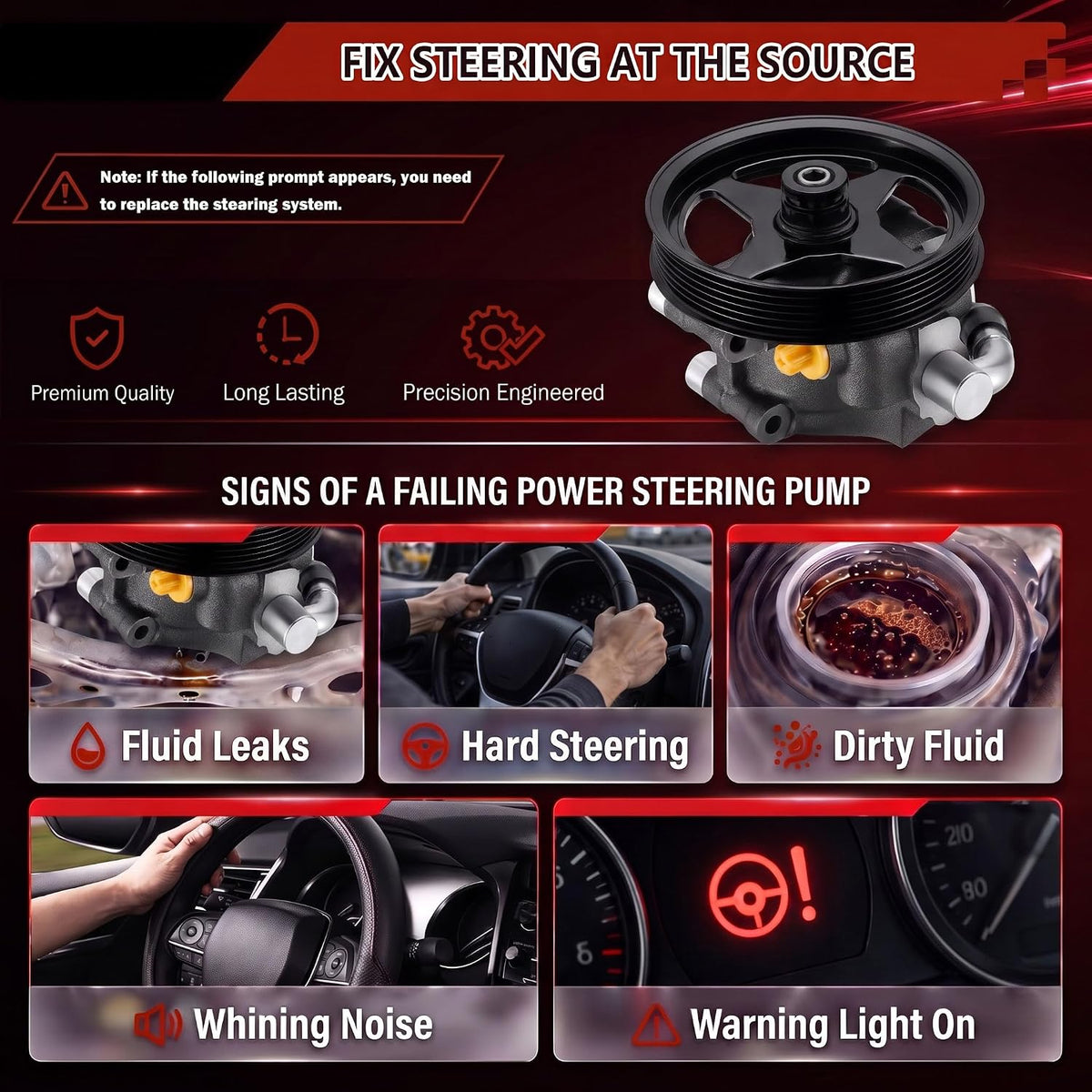 20-312P1 Power Steering Pump with Pulley for Ford F150 2004-2008
