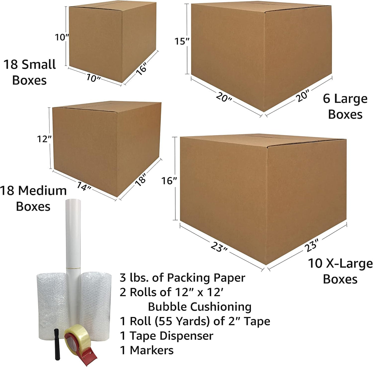 4-5 Room Moving Boxes Kit with Supplies, 58 Piece