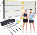 3-in-1 Badminton Volleyball Pickleball Net Set Adjustable Height | Backyard Outdoor Games, 17FT Portable Net, Height