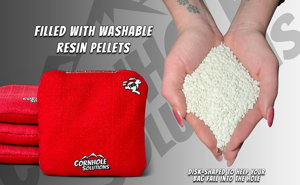 Cornhole Bags Set of 8 – Regulation Pro Style 6x6 – Resin Filled + Tote Bag