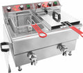 Commercial Fryer Stainless Steel Electric Deep Fryer with Oil Filtration and Timer 24L Large Capacity Dual Tank Fryer