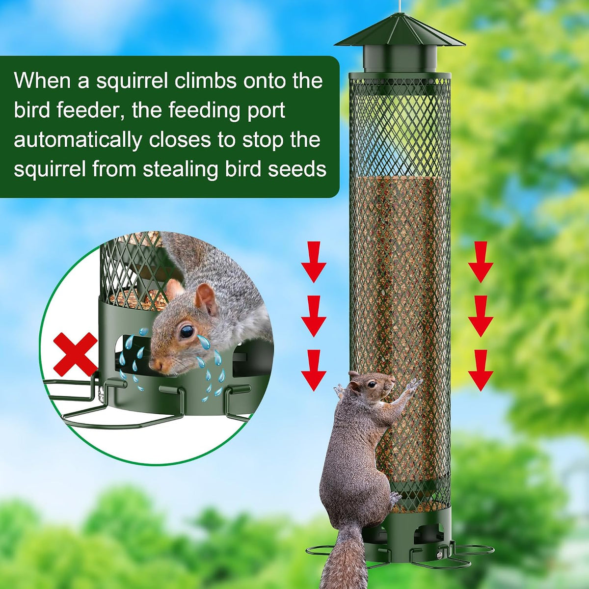 Metal Squirrel Proof Bird Feeders for Outdoors Hanging 5.5LB Lager Capacity