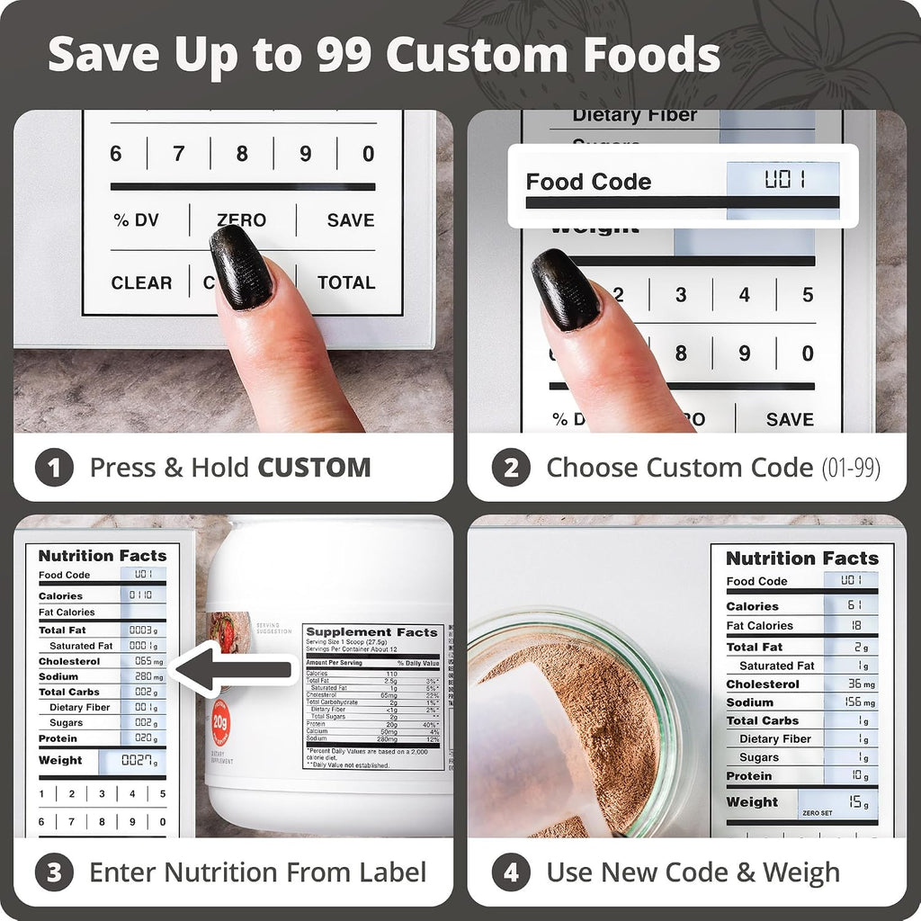 Food Scale with Nutrition Calculator, 2,000 Codes (Silver)